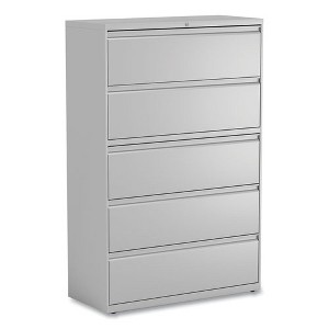 Alera Lateral File, 5 Legal/Letter/A4/A5-Size File Drawers, 1 Roll-Out Posting Shelf, Light Gray, 42" x 18.63" x 67.63" - 1 of 4