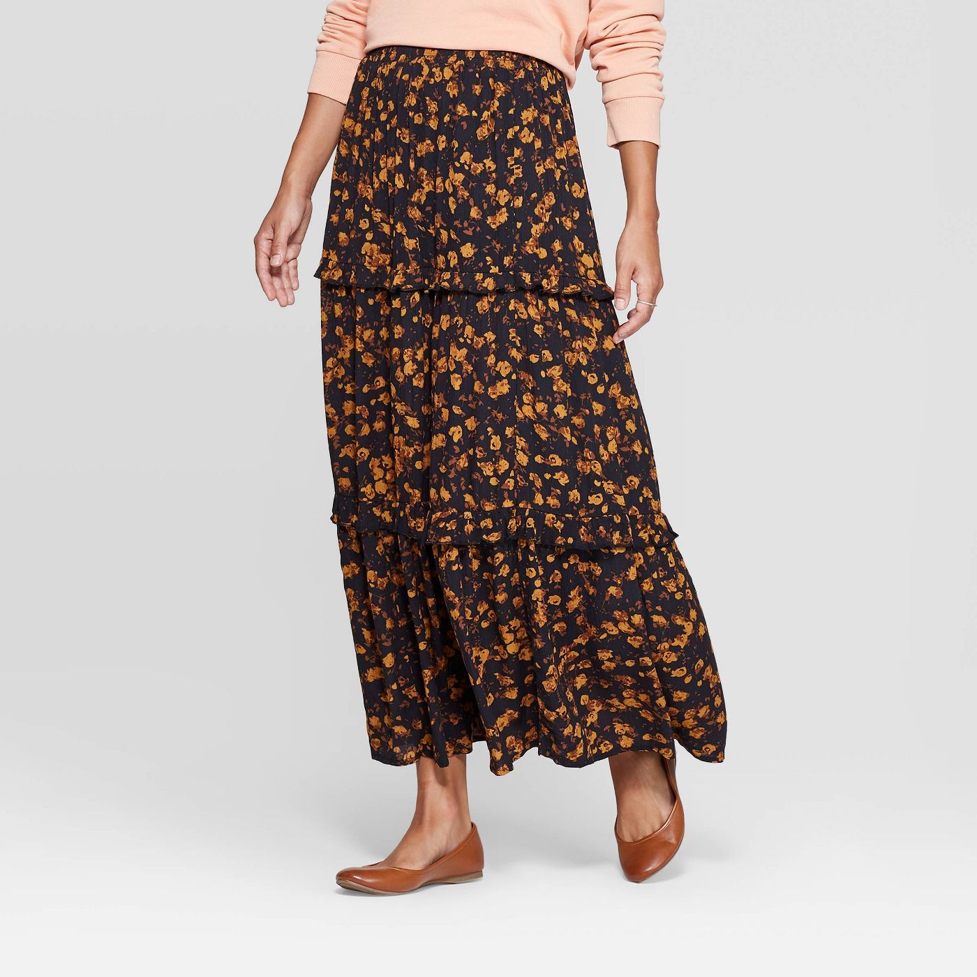 Women's Floral Print Tiered Ruffle Maxi Skirt - Universal Thread™ - image 1 of 3