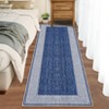 Modern Area Rugs Washable Bordered Floor Carpet, Foldable Contemporary Striped Indoor Mat, Non-Slip Low Pile Accent Rugs for Bedroom, Kitchen, Laundry - 3 of 4