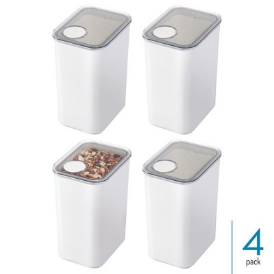 Set of 4 White BPA-Free Plastic Airtight Canisters