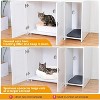 Cat Litter Box Enclosure Furniture with Shelves, Wooden Hidden Cat Litter Box Enclosure Furniture with 2 Door, Sockets and Pull Out Tray - 3 of 4