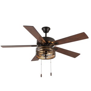 River of Goods 52" 2-Light Alice Oil-Rubbed Bronze with Gold and Black Metal Shade Ceiling Fan : Industrial Style, Reversible Motor, UL Listed - 1 of 4
