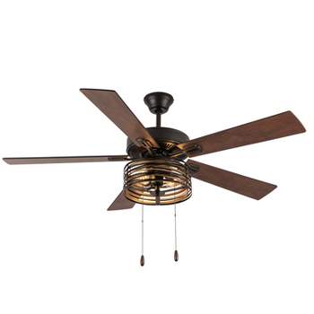 52" 2-Light Alice Oil-Rubbed Bronze with Gold and Black Metal Shade Ceiling Fan - River of Goods