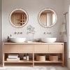 Dolonm Round Wall Mirror with Whitewash Wooden Frame - Farmhouse Vintage Bathroom Vanity Mirror for Bedroom, Entryway, Living Room - 4 of 4