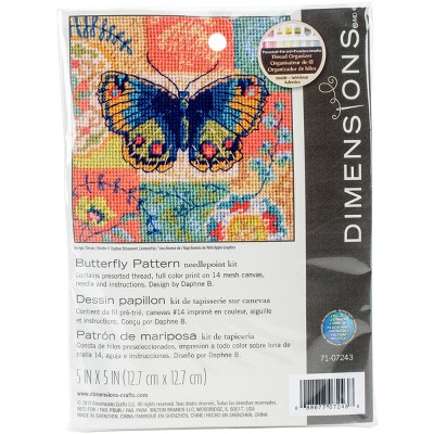 Dimensions Mini Needlepoint Kit 5"X5"-Butterfly Pattern Stitched In Thread