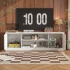 Famapy Minimalism White Wood - Grain TV Stand with Storage Cabinets - Media Console for Living Room Organization - 2 of 4