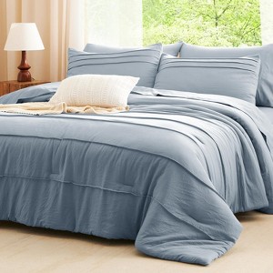 BAGOKIE 7 Pieces Soft Prewashed Pinch Pleat Bed in a Bag Comforter Se - 1 of 4