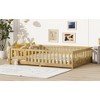 MAYEERTY Full Floor Bed with Fence and Door, Rubber Wood Bed Guardrails Beige - 2 of 4