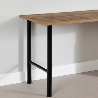 Nordik Oak Brown Desk with Keyboard Tray and Metal Legs