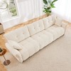 DOMETOUR 3-Seater Sofa Set with 2 Ottomans & Pillows, Solid Wood Frame, Chenille Cover, High-Rebound Cushions, White - 3 of 4