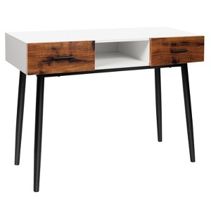 Tangkula 42" Industrial Console Table with 2 Drawers & Middle Open Shelf Narrow Accent Side Table for Entryway - 1 of 4