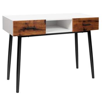 Tangkula 42" Industrial Console Table with 2 Drawers & Middle Open Shelf Narrow Accent Side Table for Entryway