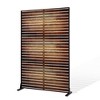 TOAOTBNBO 3-Panel Metal Privacy Screen, Decorative Privacy Fence Panels with Stand, Outdoor Privacy Screen for Patio, Natural Wood - 2 of 4