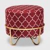 Candice Quatrefoil Velvet Upholstered Metal Ottoman Red - Baxton Studio: Gold Frame, Footstool, No Storage - 2 of 4
