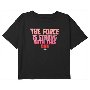 Girl's Star Wars Force is Strong with this One Quote Pink Crop T-Shirt - 1 of 3