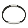 Black Bow Jewelry 10mm Stainless Steel & Black Leather I.D. Bracelet, 8.5 Inch - 2 of 4