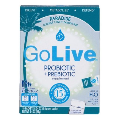 Photo 1 of GoLive Probiotic + Prebiotic Packets - Paradise (Coconut + Kiwi + Passion Fruit) - 10ct