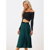 INSPIRE CHIC Women's Party Elastic Waist Metallic Shiny Accordion Pleated Midi Skirt - 3 of 4