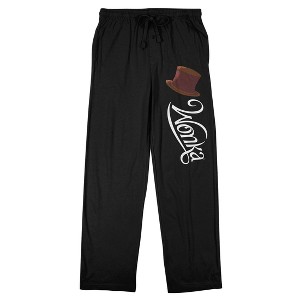 Willy Wonka & the Chocolate Factory (2023) Movie Logo and Top Hat Men's Black Graphic Sleep Pants - 1 of 4