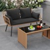 Costway Patio Wicker Loveseat Furniture with Seat Back Cushions, Heavy-Duty Metal Legs Off-White/Black - 4 of 4