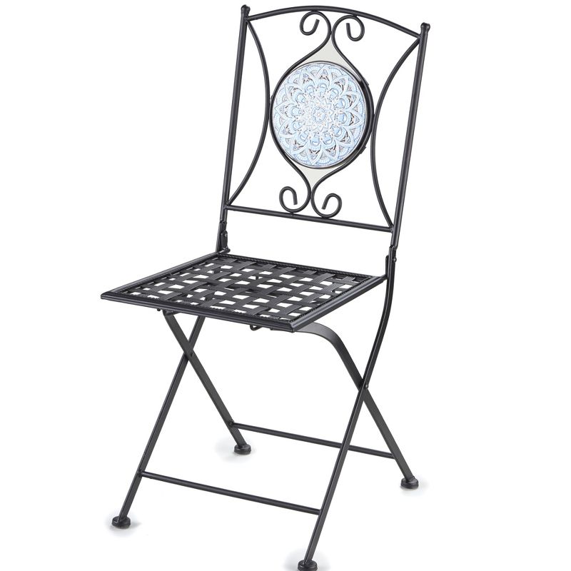 The Lakeside Collection Metal Folding Patio Chair with Decorative Tile Mosaic, 2 of 8