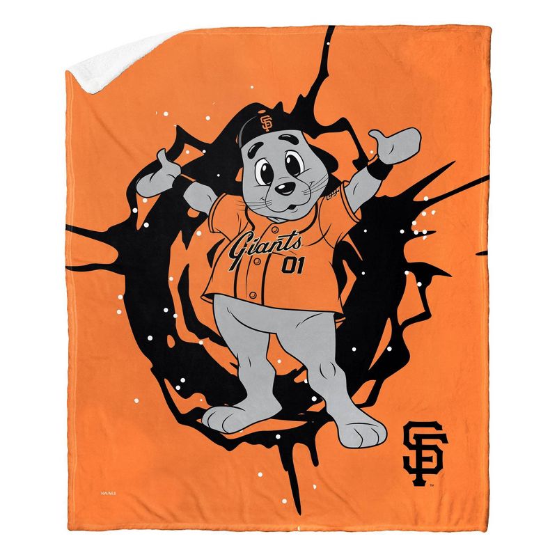 50&#34;x60&#34; MLB San Francisco Giants Mascot 2 Layer Silk Touch Faux Shearling Throw Blanket, 1 of 6