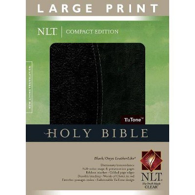  Large Print Compact Bible-NLT - (Leather Bound) 