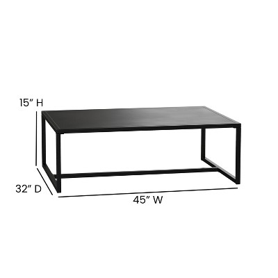 Brock 45" Black Steel Rectangular Outdoor Coffee Table