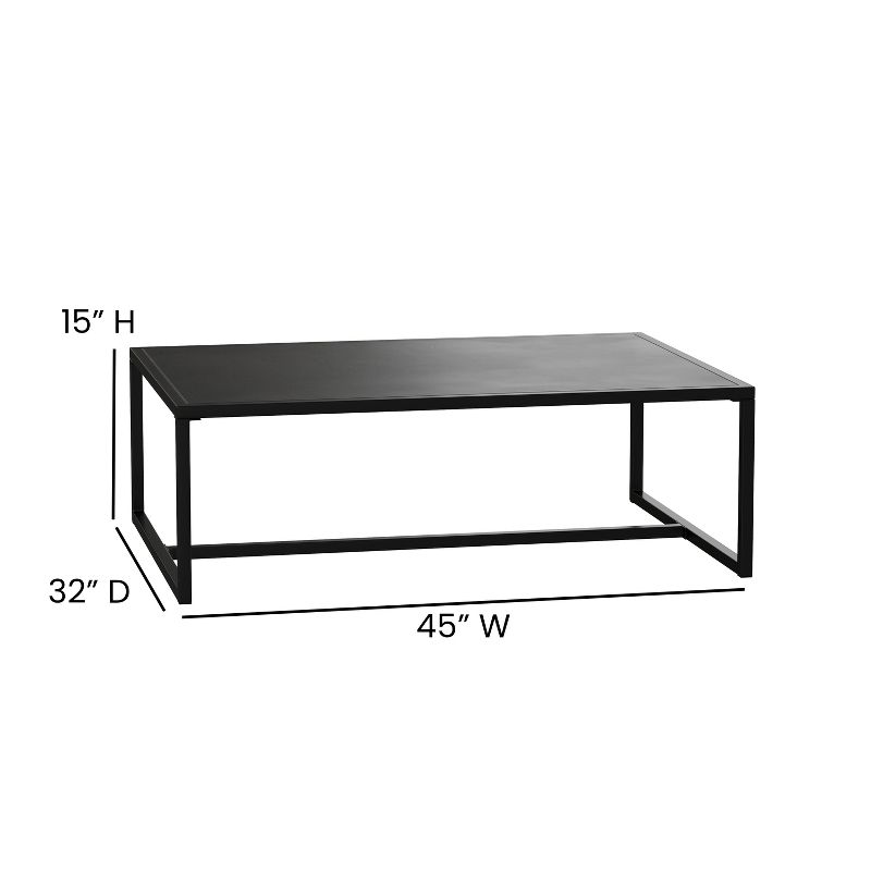 Flash Furniture Brock Outdoor Patio Coffee Table Commercial Grade Black Coffee Table for Deck, Porch, or Poolside - Steel Square Leg Frame, 5 of 11