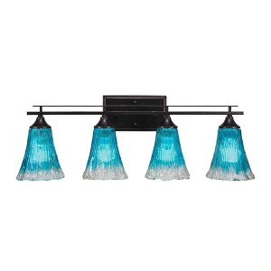 Toltec Lighting Uptowne 4 - Light Vanity in  Dark Granite with 5.5" Fluted Teal Crystal  Shade - 1 of 1