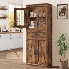 Bathroom Floor Cabinet, Farmhouse Storage Cabinet with 4 Doors and Adjustable Shelves, Sliding Drawer, Pantry Cabinet for Living Room Kitchen - 4 of 4