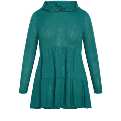 Avenue Women's Plus Size Nola Waffle Tunic Teal 14w Target