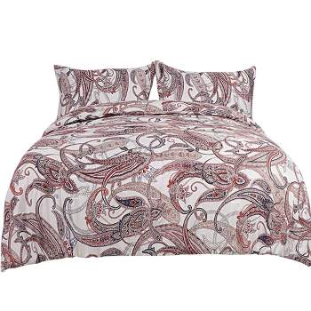 PiccoCasa Soft Lightweight Comforter Sets Luxury Paisley Floral Pattern Duvet with 2 Pillowcases