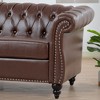 PAGED Sofa Comfy PU Leather Sofa with Wood Frame and Rolled Arm for Living Room, Apartment - 3 of 4