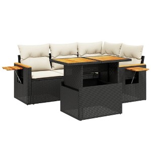 vidaXL Garden Sofa Set Black PE Rattan Large Modular Garden Sofa Set - 1 of 4