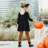 RuffleButts Girls Halloween Stripe Ruffle Footless Tights - 4 of 4