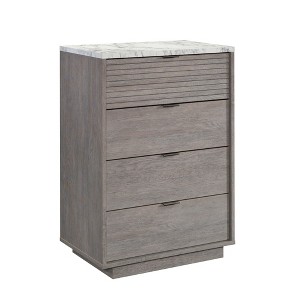 Compact Wood Modern 4-Drawer Chest dressers with Faux Marble Top, Smooth Gliding Drawers and Louvered Fronts - 1 of 4