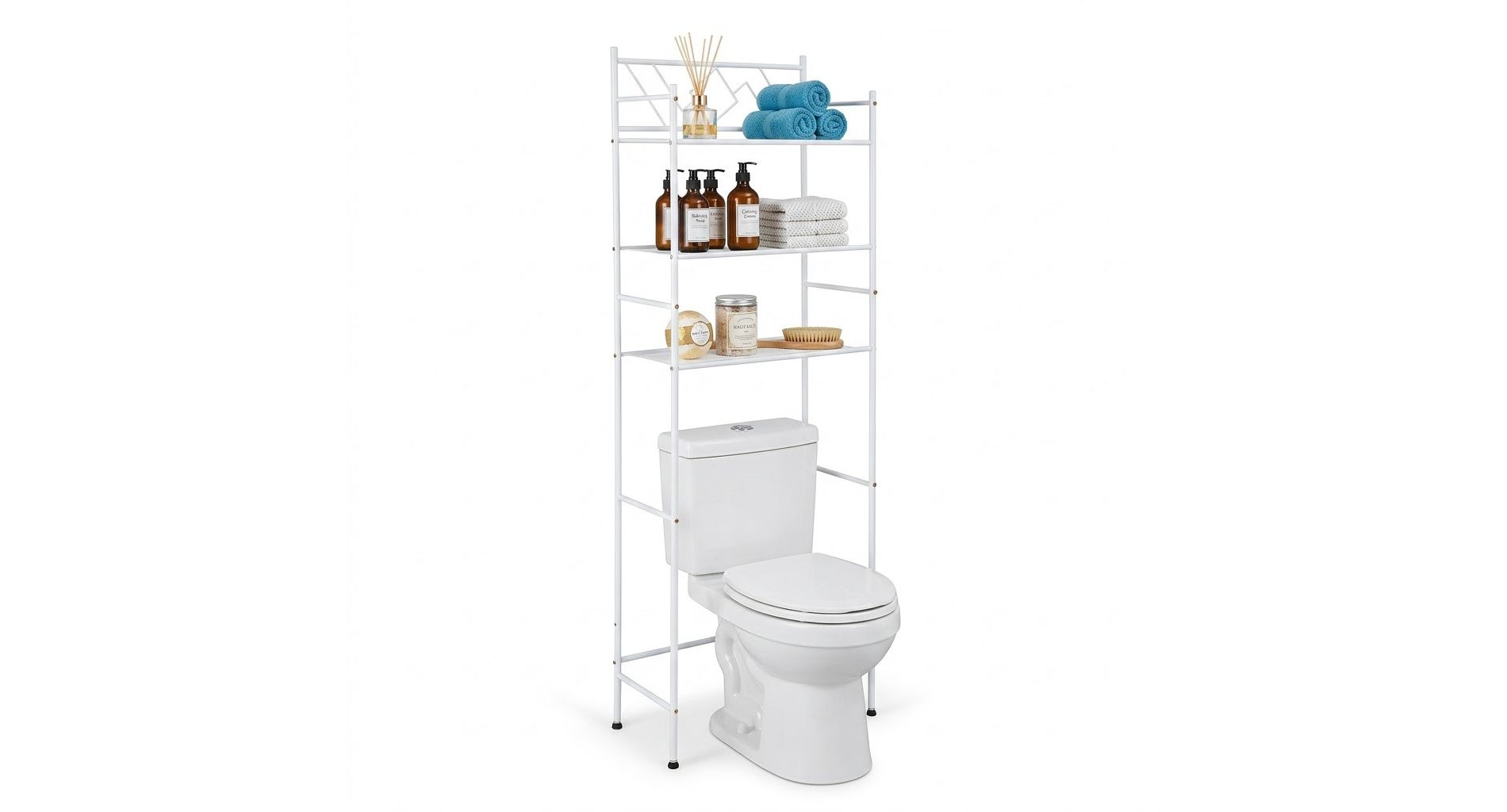 Home Zone Living Freestanding 3-Tier Over-the-Toilet Bathroom Storage Organizer, White