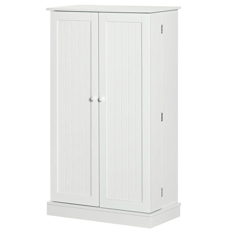 HOMCOM 41" Modern Kitchen Pantry Freestanding Storage Cabinet with Double Doors Adjustable Shelves for Living Room - White, 4 of 7