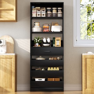 Aheaplus 80"H Pantry Cabinet with Adjustable Shelves and Drawers - 1 of 4