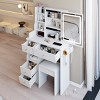 Vanity Desk Modern with LED Mirror and Charging Station for Bedroom 29.2in -3irtyhousy - 3 of 4
