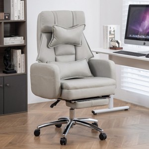 155° Reclining Swivel Ergonomic Office Chair, Technology Leather High Back with Lumbar Support Headrest, Sedentary Comfortable Boss Chair-The Pop Home - 1 of 4