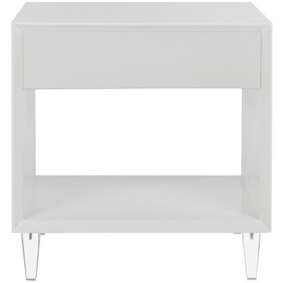 White Acrylic Mirrored Rectangular Side Table with Storage