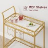 Gold Bar Carts with 2-Tiers Storage Shelves, Mobile Kitchen Seving Carts on Wheels with Wine Rack and Glass Holder for Kitchen, Living Room - 3 of 4