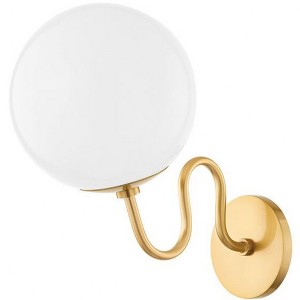 Mitzi Havana 1 - Light Wall Light in  Aged Brass Opal Glossy Shade - 1 of 4