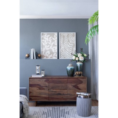 Set of 2 White Botanical Paper Shadow Box Wall Decor with MDF Frame
