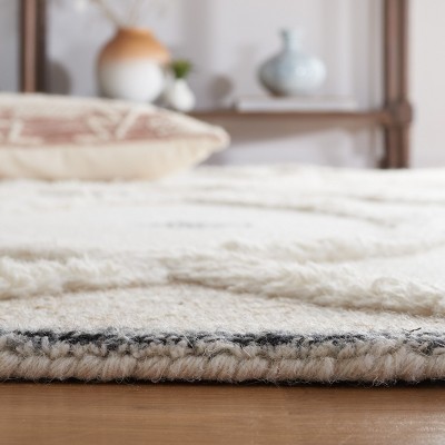 Ivory and Brown 6' x 9' Hand-Tufted Wool Shag Rug