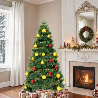Mydepot Pre-Lit Artificial Christmas Tree With Warm LED Lights - Green Xmas Tress, Easy Assembly