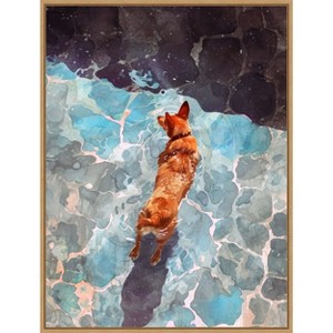 Amanti Art Dogs Life Wading by Justyna Jaszke Framed Canvas Wall Art - 1 of 4