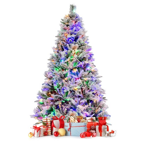 Festive Christmas Tree with Colorful Lights and Presents
